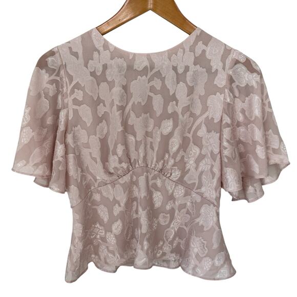 EXPRESS Top Womens Small Pink Y2K Peplum Floral Fairy Feminine Cinch Waist - Picture 1 of 11